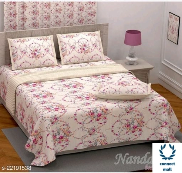 VOGUISH Cotton Super Fine Qatar Print King Size Bedsheet with two pillow cover - King Size, Cotton, Multipack :1